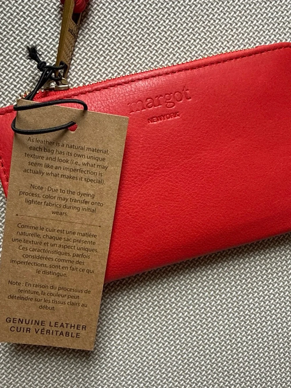 margot Red Leather Zip Wristlet Wallet